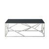 Vynxaria Modern Rectangular Coffee Accent Table - Black Tempered Glass Top, Polished Chrome Stainless Steel Frame for Living Room/Bedroom - 4 of 4