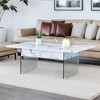 KTMBDW Coffee Table, Lift Top Coffee Tables for Living Room, Rising Dining Table with Hidden Compartment and Tempered Glass Legs - 3 of 4
