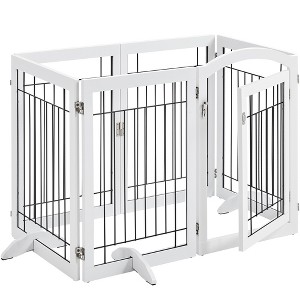 Yaheetech 32″ H Pet Gate with Wood and Wire for Doorway - 1 of 4