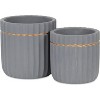 Cheung's Aurine Round Gold Trimmed Ridged Ceramic Pot - Large - Gray - 4 of 4