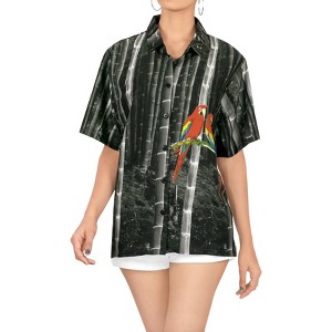 LA LEELA Button Down Shirt for Women Casual Summer Beach Party Dressy Colourful Blouses Short Sleeve Vacation Tops Hawaiian T Shirts - 1 of 4