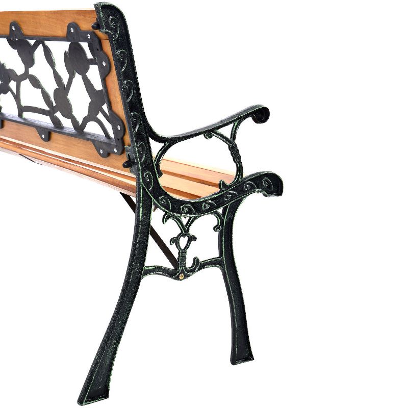 Tangkula Garden Iron Bench Porch Path Hardwood Chair for Patio Park Outdoor Deck, 5 of 11