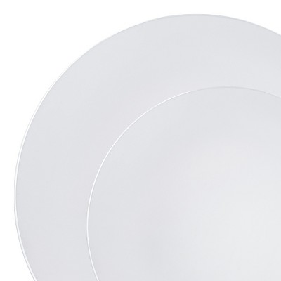 Smarty Had A Party White w/ Silver Rim Organic Plastic Dinnerware Set - 120 Sets
