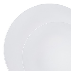 Smarty Had A Party White w/ Silver Rim Organic Plastic Dinnerware Set - 120 Sets - 1 of 4
