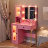 Modern Makeup Vanity Desk with Mirror, Charging Station, Ample Storage Drawers & Acrylic-Door Cabinets, Wooden Dressing Table for Bedroom - 2 of 4