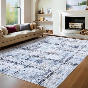 Washable Brown Living Room Rug, Soft Modern Abstract Non-Slip Non-Shedding Low Pile Carpet for Bedroom or Office - 1 of 4