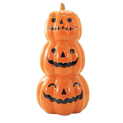 Photo 1 of 12.0 Inch Stacked Jacks Treat Jar Cookie Biscut Candy Halloween Decorative Jars