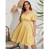 YesFashion Women's Plus Size Boho Floral V Neck Ruffle Short Sleeve Dress Elastic High Waist A Line Summer Dress - 2 of 4