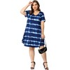 Agnes Orinda Women's Plus Size Tie Dye Trendy V Neck Round Hem Casual T-Shirt Dresses - 3 of 4