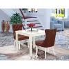 HomeStock 3-Pc Linen White Finish Square Solid Wood Top Dining Table Set for Small Spaces - 2 of 4