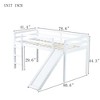 NicBex Twin Low Loft Bed with Guardrail,Rubber Wood Loft Bed Frame with Ladder and Slide,Bed Frame for Adults,Kids,Box Spring Not Required - 3 of 4