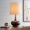 360 Lighting Andi Modern Mid Century Table Lamp 24 1/2" High Hammered Brown Ceramic Red Oak Wood Off White Shade for Bedroom Living Room Bedside Desk - 2 of 4