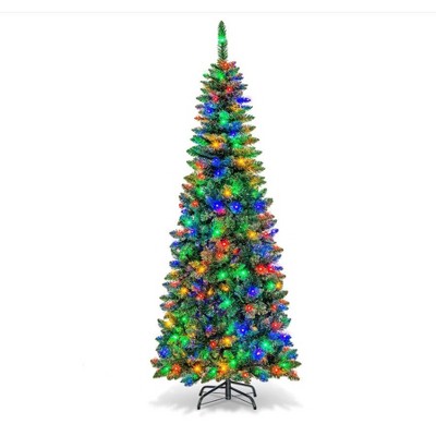 Artificial Christmas Tree, Pre-Lit Pencil Christmas Tree,Dual LED Light, Xmas Tree Holiday Decoration for Home Party