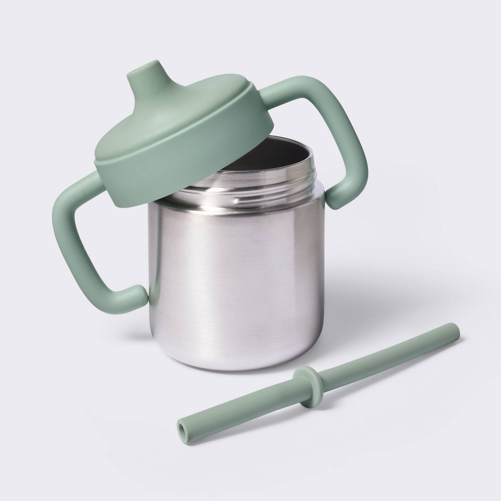 Photos - Glass 8oz Stainless Steel Sippy Cup - Green - Cloud Island™