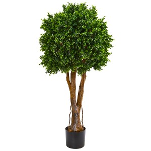 Nearly Natural 46-in Boxwood Artificial Topiary Tree UV Resistant (Indoor/Outdoor) - 1 of 2