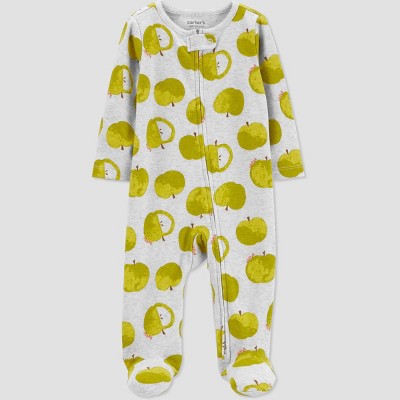 Carter's Just One You®️ Baby Girls' Apple Footed Pajama - Green Newborn