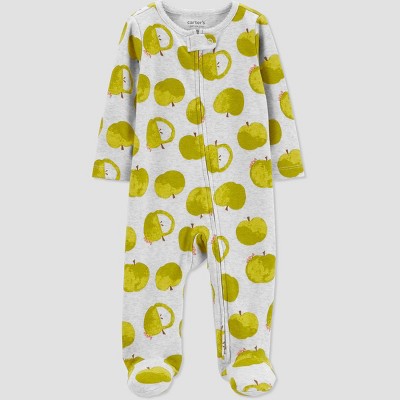 Image of Carter's Just One You®️ Baby Girls' Apple Footed Pajama - Green Newborn