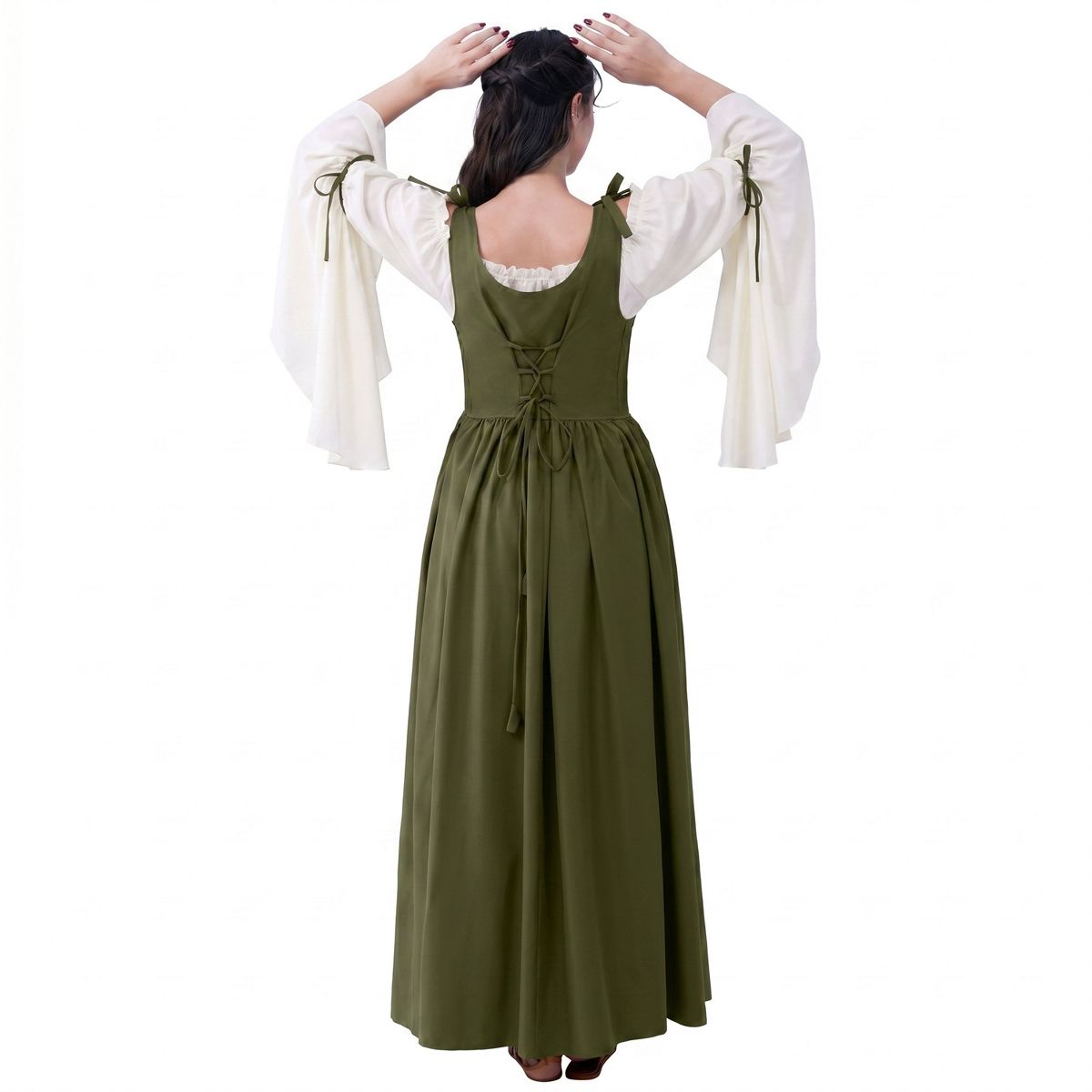 Joyfy Halloween Costume Renaissance Dress for Women, Adult Medieval Chemise Set with Corset-Victorian Cosplay for Halloween Dress Up Party - thumbnail 8