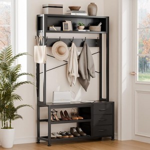 GIKPAL 6-in-1 Hall Tree with Bench, Entryway Coat Rack with 7 Hooks, Shoe Storage, 3 Drawers, and Top Shelf, Entry Organizer for Hallway or Mudroom - 1 of 4
