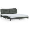 vidaXL King Bed Frame with LED Lights - Modern Dark Gray Fabric Upholstery, Plywood Slats, Headboard Cushion - 4 of 4