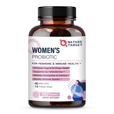 NATURE TARGET Women’s Probiotic: Boost Digestion, Immunity, Gut Health—60B CFU, 14 Strains, Cranberry, D-Mannose, Prebiotics - 90 tabs
