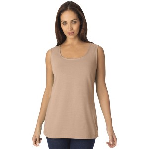 Jessica London Women's Plus Size Stretch Cotton Horseshoe Neck Tank - 1 of 4