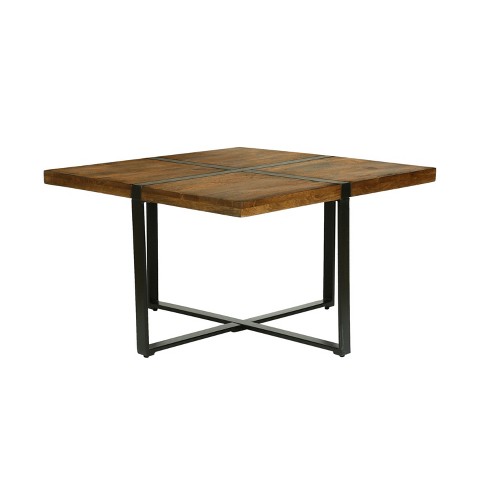 GDFStudio Riverlake Industrial Handmade Mango Wood and Iron Square Coffee Table, Walnut Brown and Black - image 1 of 4