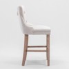 Ridstar Set of 2 Contemporary Barstools with Button Tufted Decoration and Wooden Legs For Apartment & Dining Room-Beige - 2 of 4