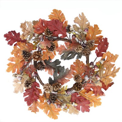 Allstate Floral Autumn Harvest Burlap Leaf and Pine Cone Thanksgiving Wreath - 22-Inch, Unlit