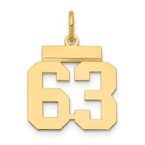 Black Bow Jewelry 14k Yellow Gold, Athletic Collection, Small Polished Number 63 Pendant - 1 of 4