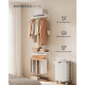 2-4 ft Adjustable Closet System - Metal Shelving Unit with 2 Rods & Shelves, 141 lb Capacity, for Wardrobe/Pantry, Cloud White - 1 of 4