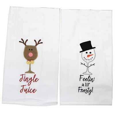 Decorative Towel 27.0" Frosty/Jingle Towel Wine Glass Christmas Kitchen  -  Kitchen Towel