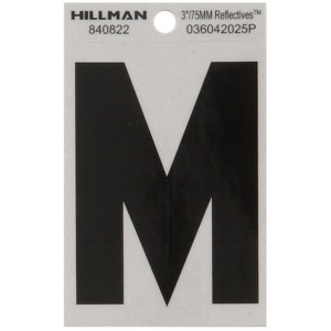 Hillman 3 in. Reflective Black Vinyl Self-Adhesive Letter M 1 pc (Case of 6) - 1 of 1