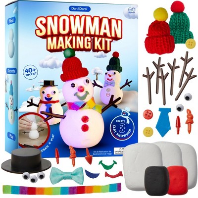 Dan&Darci Snowman Making Kit - 40+ Piece Set for Creating 3 Clay Snowmen - Stocking Stuffer for Kids