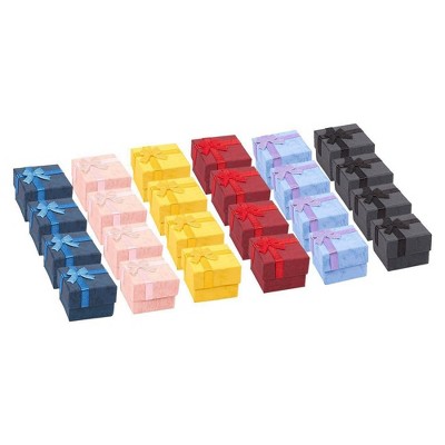 24-Piece Gift Box Set - Cube Ring Jewelry Box for Anniversaries, Weddings, Birthdays, Assorted Colors - 1.6 x 1.6 x 1.2 Inches