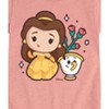 Girls' - Disney Princess - Kawaii Chibi Belle and Chip Fitted Short Sleeve Graphic T-Shirt - 2 of 4