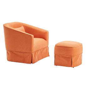 NicBex Linen Swivel Barrel Accent Chair,Upholstered Swivel Living Room Chairs with High Backrest and Ottoman,Accent Chairs for Living Room - 1 of 4
