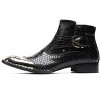 Santimon Men's Western Chelsea Boots Genuine Leather Dress Ankle Boots Black - 2 of 4