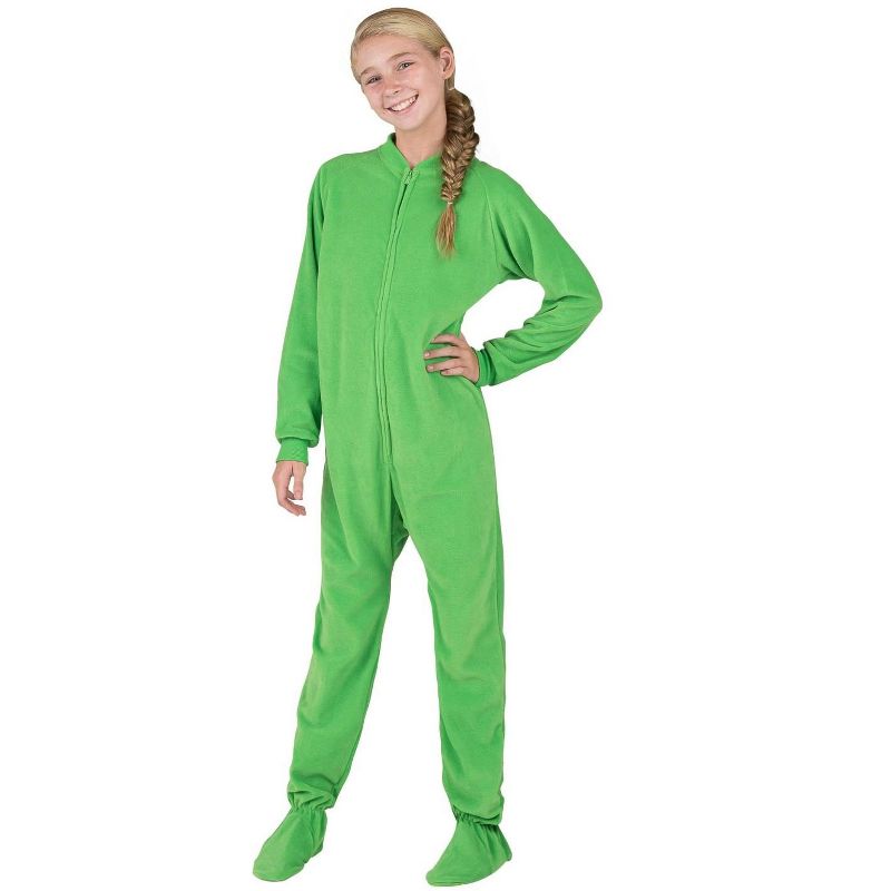 Footed Pajamas - Emerald Green Kids Fleece Onesie, 4 of 6