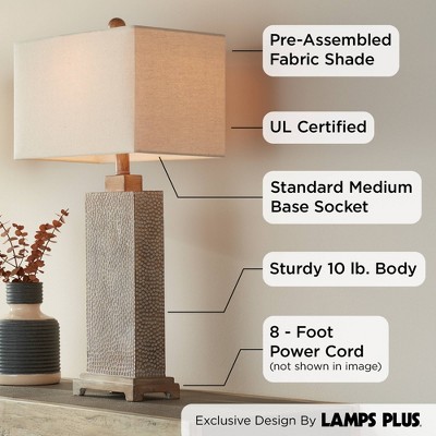 Rustic Farmhouse Earth Tone Table Lamps with Oatmeal Shades, Set of 2