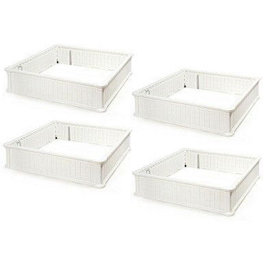 Costway 4 Pcs 48.5'' Raised Garden Bed Square Plant Box Planter Flower Vegetable White