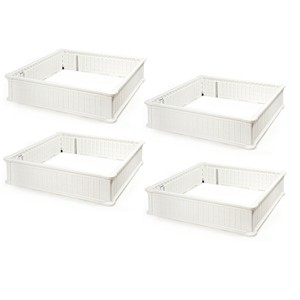 Costway 4 Pcs 48.5'' Raised Garden Bed Square Plant Box Planter Flower Vegetable White - 1 of 4