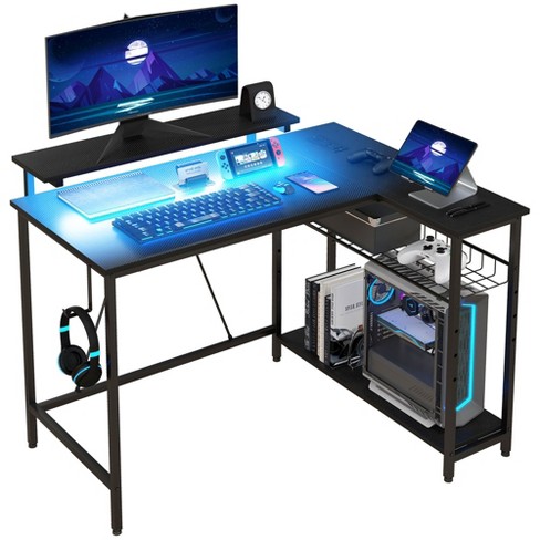 NicBex 42.1 Inch Reversible L Shaped Computer Home Office Desk with LED,Charing Station and Open Shelves - image 1 of 4