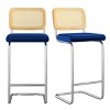 FURNIinspire Dining Chairs Set Of 2 Dining Room Chairs, Upholstered Velvet Height Chair Armless Barstools with Rattan Back, Blue, 17.7"*18.9"*42.5" - 2 of 4