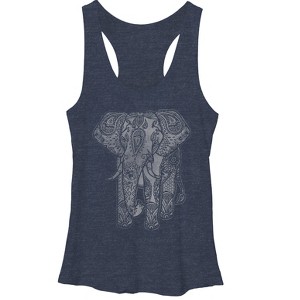 Women's Lost Gods Elephant Print Racerback Tank Top - 1 of 3