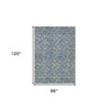 Sky Blue And Gray Geometric Washable Indoor Outdoor Area Rug - 3 of 4