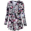Women's Plus Size Long Sleeve V Neck Tunic Tops Pleated Flowy Tee Shirt Causal Loose Blouse, Sugar Skull, 5XL - 2 of 4