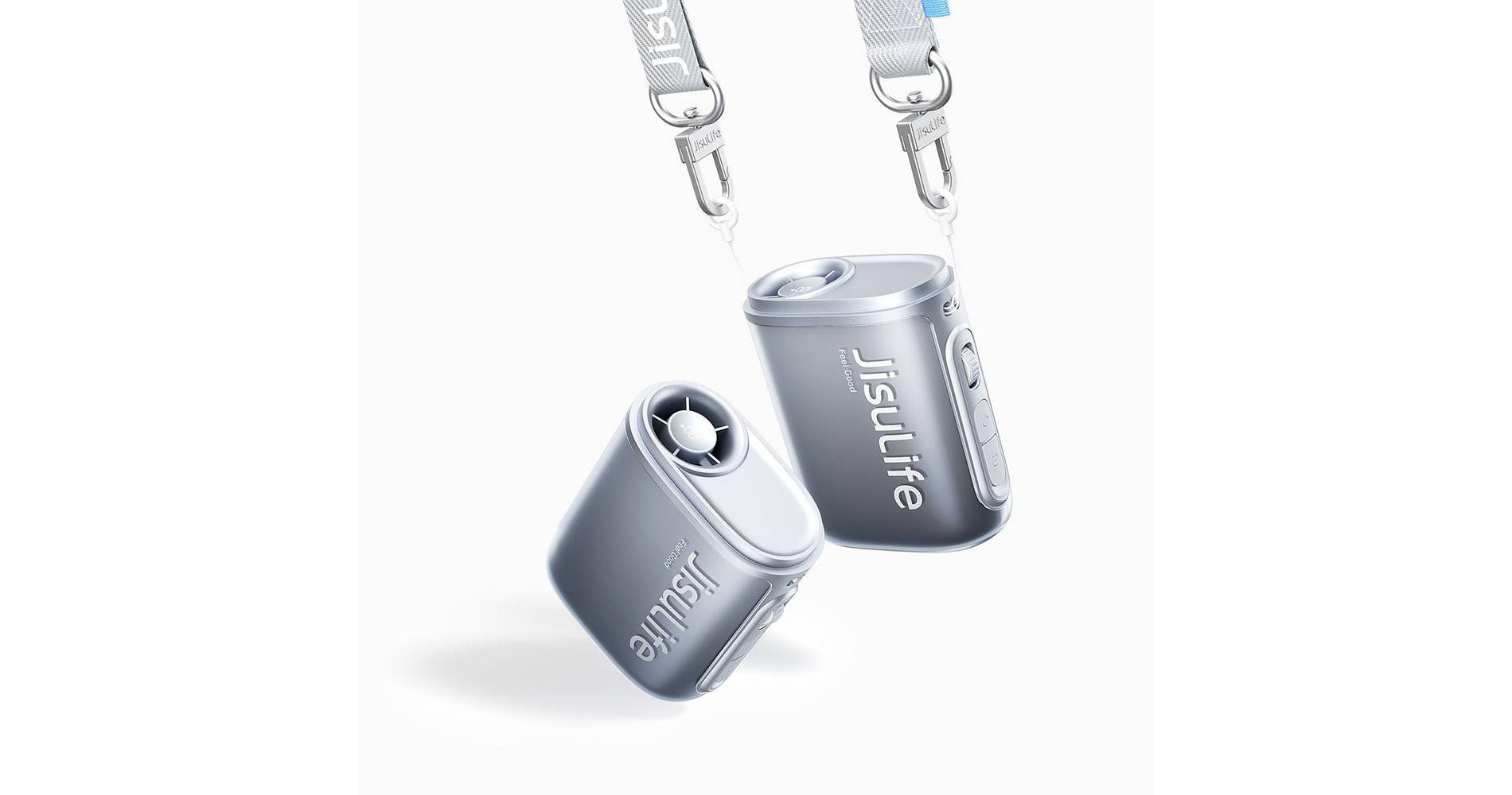 JISULIFE Life5 Wearable Mini Portable Fan with 4500mAh Battery USB Chargeable 100 Speed Settings