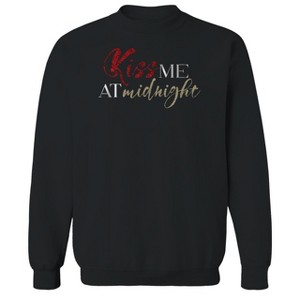 Rerun Island Men's Kiss Me At Midnight Long Sleeve Graphic Cotton Sweatshirt - 1 of 1