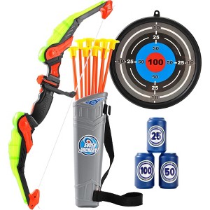 LED Light Up Archery Toy Bow & Arrow s/Suction Cup Arrows Toys Green - 1 of 4